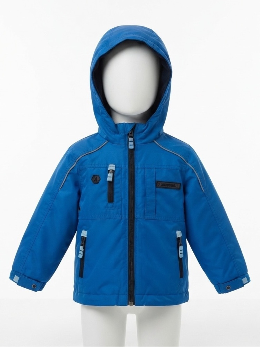 London Fog Boys Blue Hooded Full Zip Active Windbreaker Rain Jacket Coat 3T